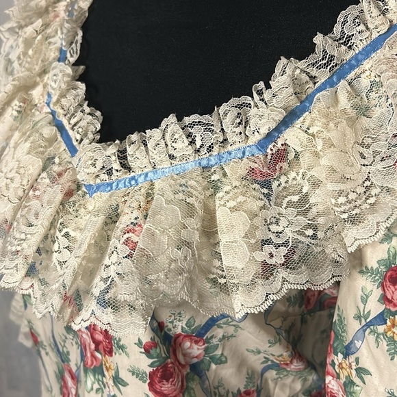 Vintage Call It Fancy Beige Floral Crew Neck size size 14 - Picture 2 of 8